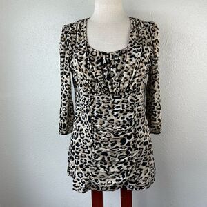 Style & Co Leopard Print Top Size L EUC